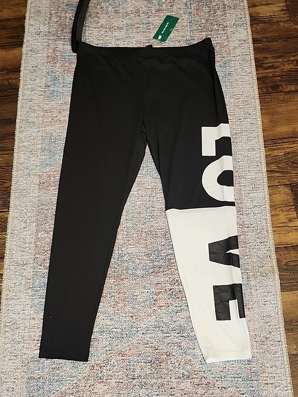 SHEIN Black and White Colorblock Logo Kids Leggings
